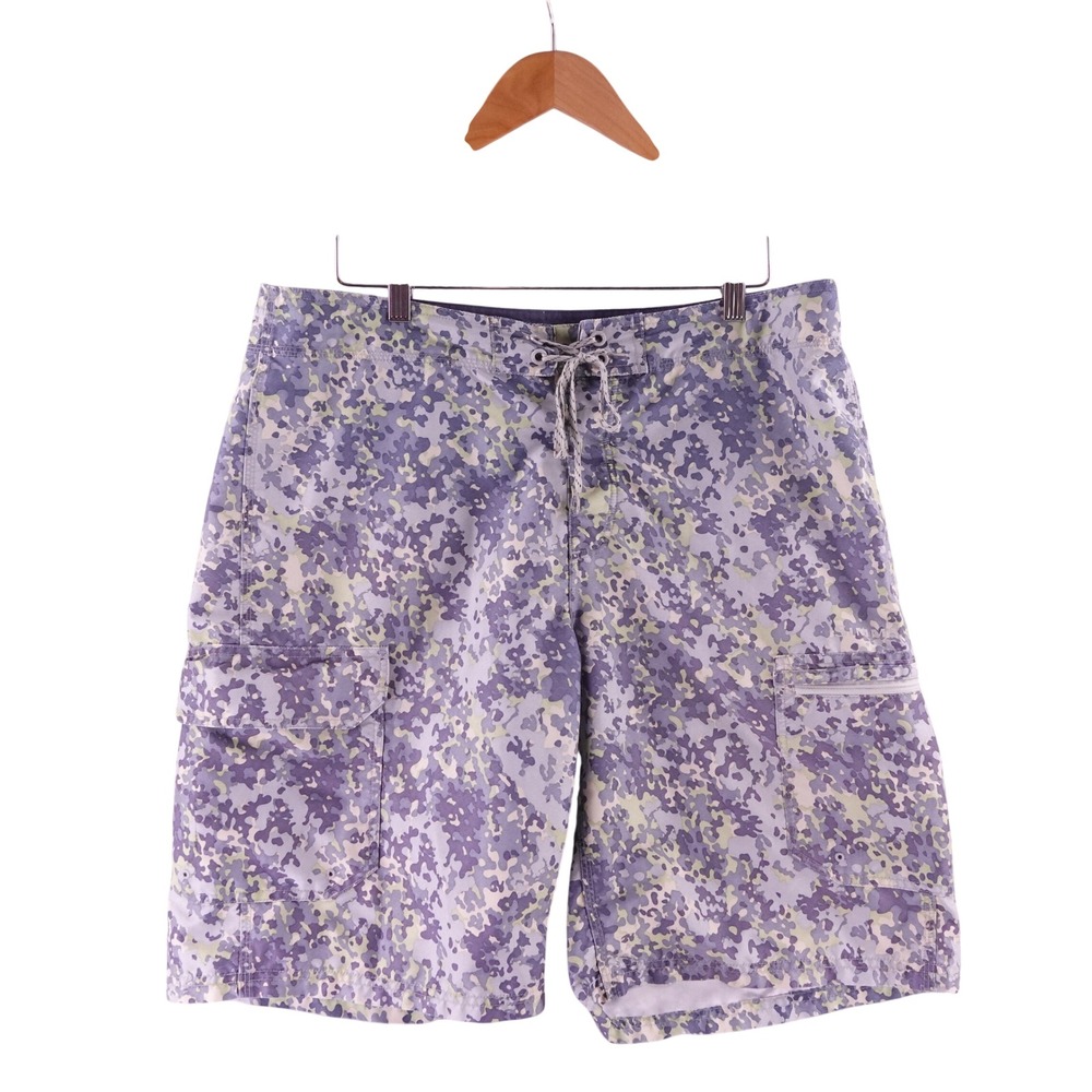 Simms Mens Size 36 Solar Flex Digital Camo Board Shorts Purple Grey Fishing